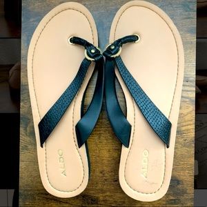 Aldo- Size 6 - Black/Tan Flip Flops - Never Worn - New with Tags